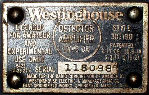 Westinghouse DA; RCA RCA Victor Co. (ID = 607791) mod-pre26