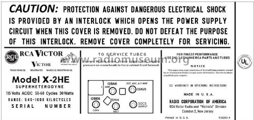 X2HE Ch= RC-1188; RCA RCA Victor Co. (ID = 2841034) Radio