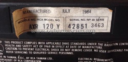 Solid State AXR 120Y; RCA Taiwan Ltd.; (ID = 1749791) Television