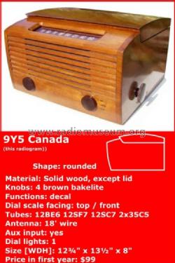 9Y5 ; RCA Victor (ID = 1712229) Radio