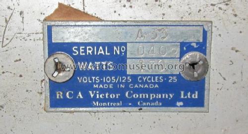A33 ; RCA Victor (ID = 1397304) Radio