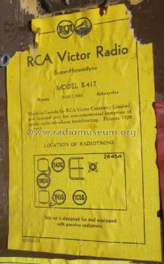 B417 ; RCA Victor (ID = 1720815) Radio