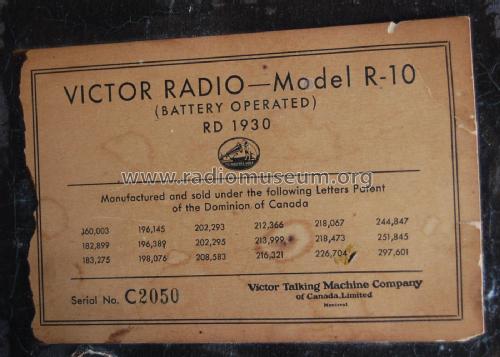 R-10 ; RCA Victor (ID = 2779904) Radio