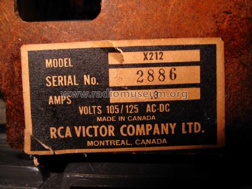 X212 ; RCA Victor (ID = 1457185) Radio