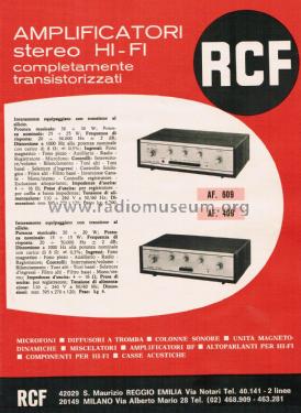 Amplificatore Stereo Hi-Fi AF. 409; RCF; Reggio Emilia (ID = 2743889) Ampl/Mixer