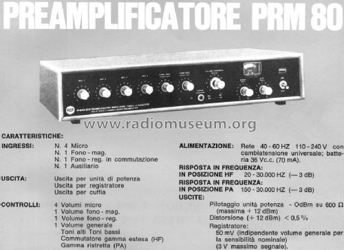 Preamplificatore PRM-80; RCF; Reggio Emilia (ID = 744387) Ampl/Mixer