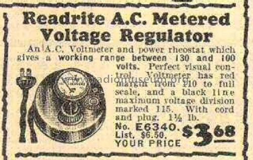 AC Metered Voltage Regulator E6340; Readrite Meter Works (ID = 2408697) A-courant