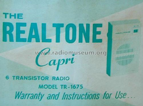 Six Transistor TR-1675; Realtone Electronics (ID = 1040418) Radio