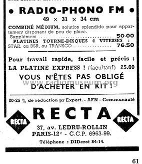 Radio-Phono Liszt Lux 64 ; Recta; Paris (ID = 2599860) Radio
