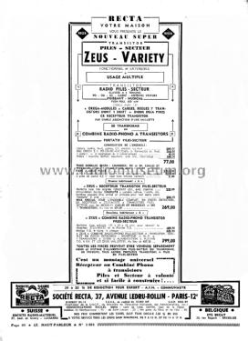 Zeus Variety - Valise Radio-Électrophone ; Recta; Paris (ID = 2733986) Altri tipi