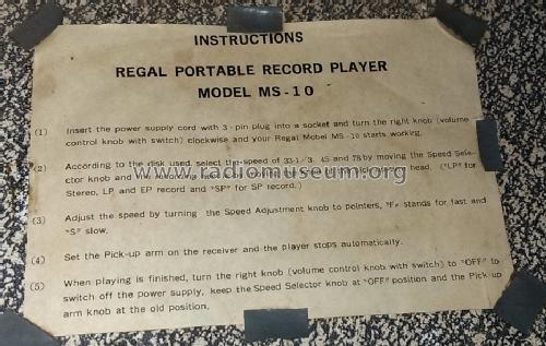 Portable Record Player MS-10; Regal; New York NY (ID = 1657333) R-Player