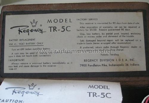 All Transistor TR-5C; Regency brand of I.D (ID = 1202880) Radio