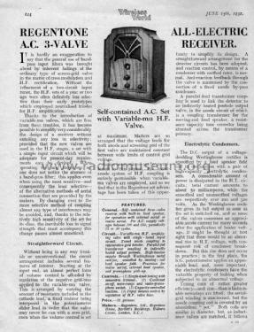 AC 3-Valve All-Electric Receiver ; Regentone Products / (ID = 1506048) Radio