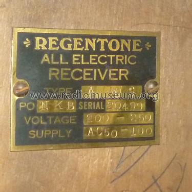 All Electric Receiver AWS; Regentone Products / (ID = 1498548) Radio
