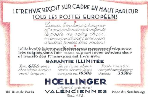 Rehva à 6 lampes ; Rehva; Paris (ID = 2350523) Radio
