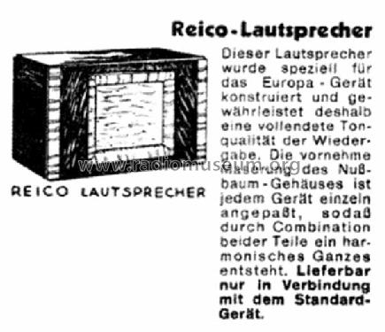 Europa Standard Combination Lautsprecher ; Reico Radio, Max (ID = 1525766) Speaker-P