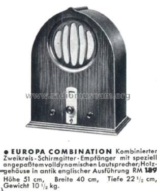 Europa Combination W; Reico Radio, Max (ID = 1732243) Radio