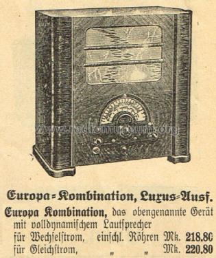 Europa Combination W; Reico Radio, Max (ID = 1837722) Radio