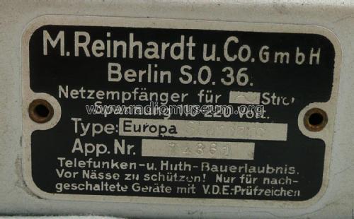 Europa Standard ; Reico Radio, Max (ID = 2955790) Radio