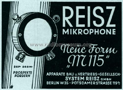 Reisz-Mikrofon M115; Reisz, Eugen, (ID = 1612916) Microphone/PU