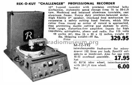 Challenger ; Rek-O-Kut company; (ID = 1797069) R-Player