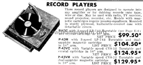 Record Player P-43C; Rek-O-Kut company; (ID = 409487) R-Player
