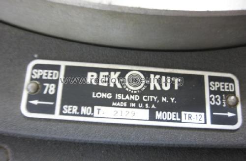 Recording Turntable TR-12H; Rek-O-Kut company; (ID = 1307790) R-Player