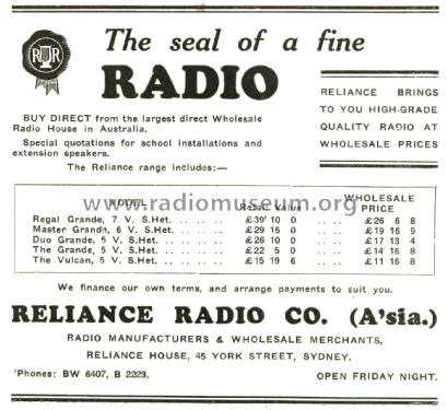 Regal Grande ; Reliance Radio. (ID = 2416714) Radio