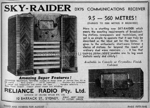 Sky-Raider DX75; Reliance Radio. (ID = 1786693) Radio