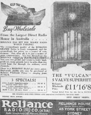 Vulcan ; Reliance Radio. (ID = 1882554) Radio