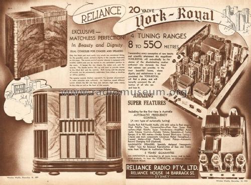 York-Royal 20 valve; Reliance Radio. (ID = 2415540) Radio