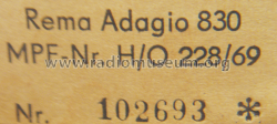 Adagio 830; REMA, Fabrik für (ID = 1010494) Radio