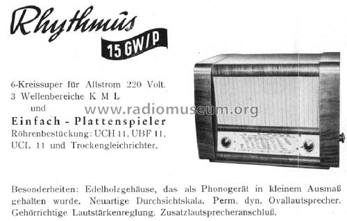 Rhythmus 15GW/P; REMA, Fabrik für (ID = 984438) Radio