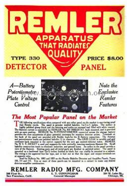 Control Panel 330; Remler Co. Ltd.; San (ID = 988971) Radio