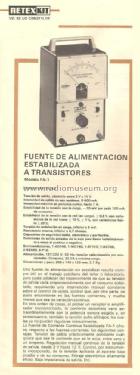 Fuente Alimentación Estabilizada FA-1; Retex S.A.; (ID = 2552181) Aliment.