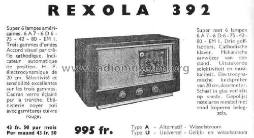 Rexola 392A; Radio-Bourse Rexola, (ID = 1056449) Radio