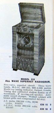 All Wave Superhet Radiogram 535; RGD Brand, Radio (ID = 2413595) Radio