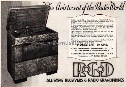 All Wave Superhet Radiogram 878; RGD Brand, Radio (ID = 2413772) Radio