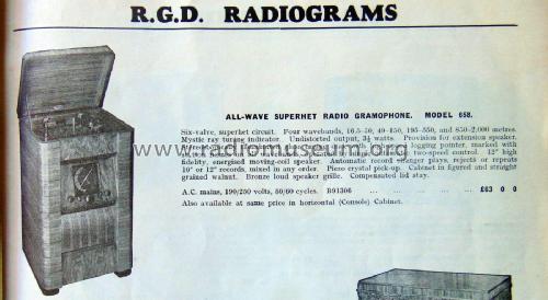 Radio Gramophone 658; RGD Brand, Radio (ID = 2405720) Radio