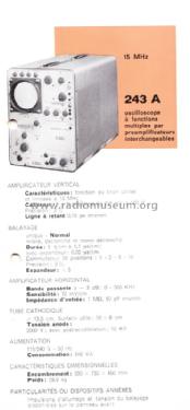 Oscilloscope 243A; Ribet et Desjardins (ID = 1326483) Equipment