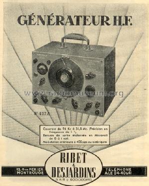 Générateur HF 427A; Ribet et Desjardins (ID = 446810) Equipment