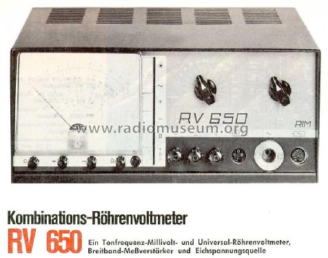 Kombinations-Röhrenvoltmeter RV650; RIM bzw. Radio-RIM; (ID = 219154) Equipment