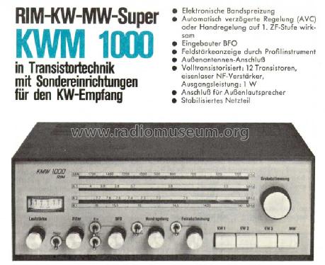 KW-MW-Super KWM 1000; RIM bzw. Radio-RIM; (ID = 240981) Radio