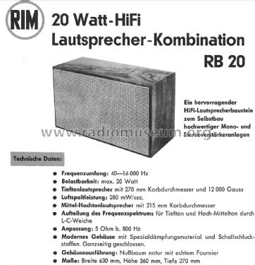 Lautsprecher-Box RB20; RIM bzw. Radio-RIM; (ID = 2436833) Speaker-P