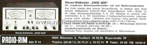 Stereo Wattmeter SWM3000; RIM bzw. Radio-RIM; (ID = 1038513) Equipment