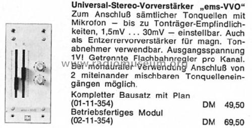 Universal Stereo Vorverstärker ems-VVO; RIM bzw. Radio-RIM; (ID = 1004586) Ampl/Mixer