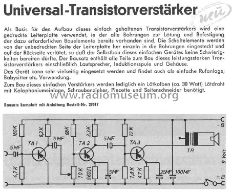 Universal-Transistorverstärker ; RIM bzw. Radio-RIM; (ID = 2436486) Kit