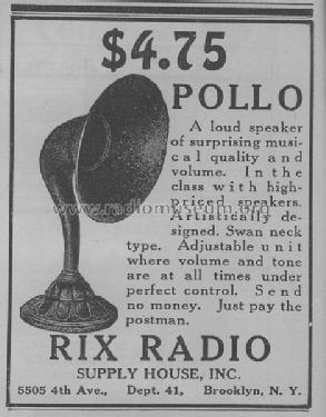 Pollo ; Rix Radio Supply (ID = 1210435) Speaker-P