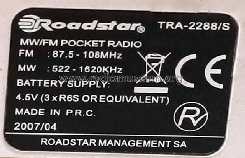 2-Band Receiver TRA 2288/S; Roadstar; Japan (ID = 3000806) Radio