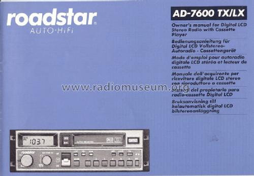 Car radio AD-7600 LX; Roadstar; Japan (ID = 1633812) Car Radio